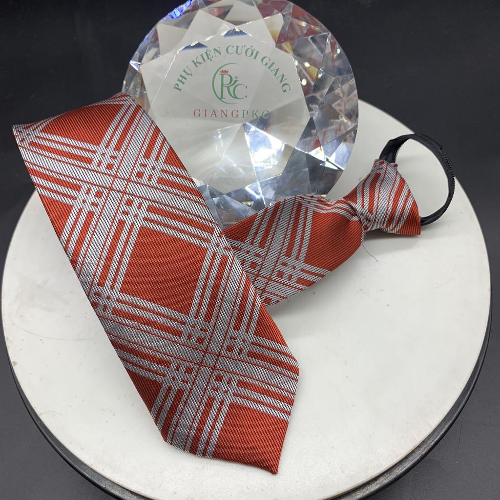 Cà Vạt Nam GiangpkcThắt Sẵn, Dây Kéo, Bản nhỏ 6cm công sở Vải Silk Lụa 100%, 3 Lớp mẫu mới tháng 7-2021