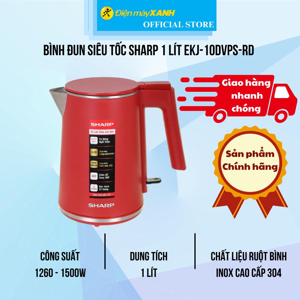 Bình đun siêu tốc Sharp 1 lít EKJ-10DVPS-RD - Hàng Chính Hãng