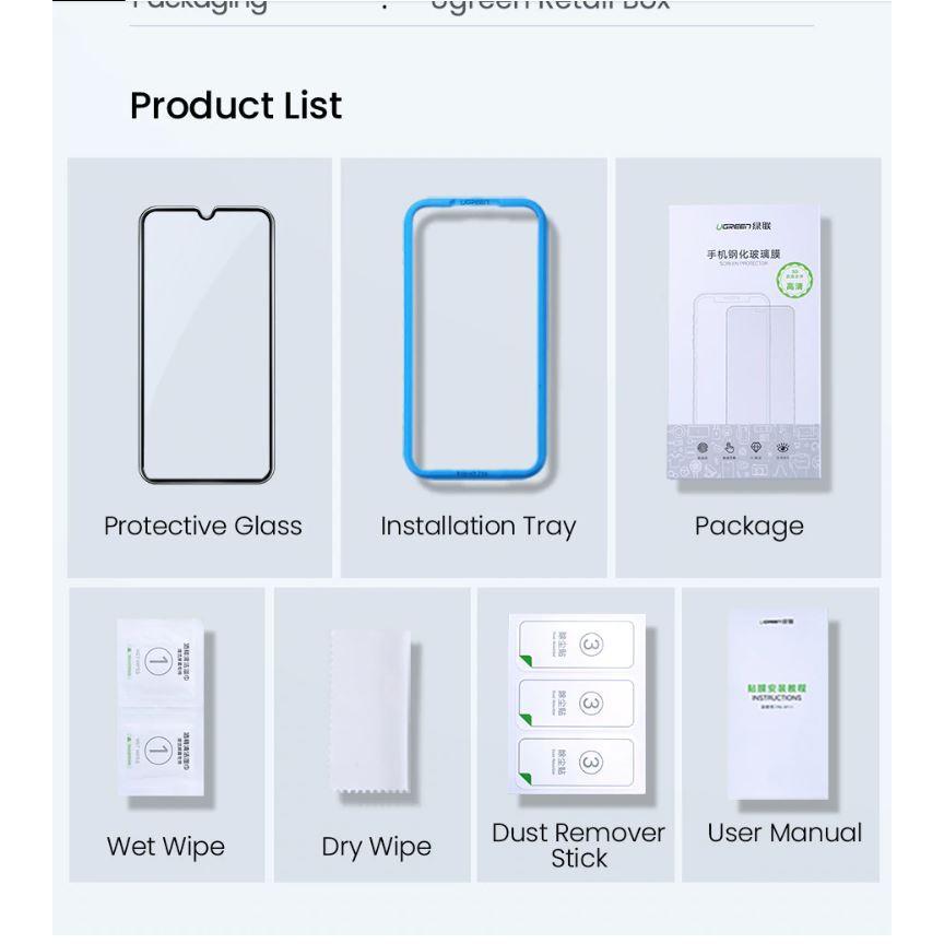 Miếng dán kính cường lực tràn viền HD cho điện thoại Xiaomi 8 (2 chiếc/hộp) UGREEN SP124 70366 - Hàng chính hãng