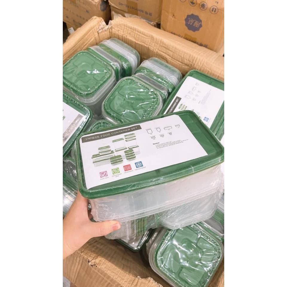 DGD012 - BỘ HỘP ĐỰNG THỨC ĂN 17 MÓN CÓ NẮP ĐẬY, ĐỰNG BẢO QUẢN ĐỒ ĂN, NHỰA AN TOÀN CAO CẤP ĐỰNG THỰC PHẨM ĐỂ TỦ LẠNH