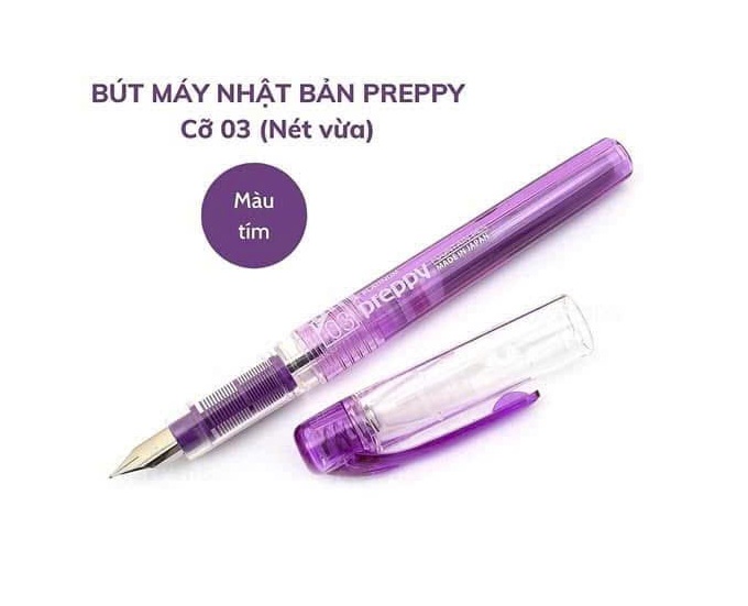 Combo 2 bút Preppy cỡ 03 + 10 vỉ mực ( Màu tím ) + Tặng 2 Piston