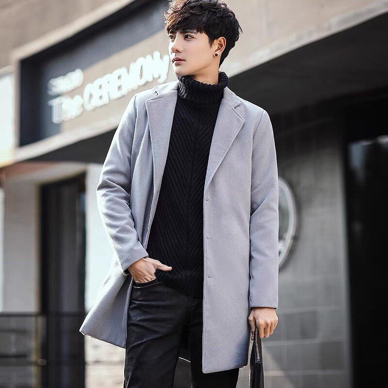 Áo khoác dáng dài, áo măng tô nam Hàn Quốc dày dặn - AD030