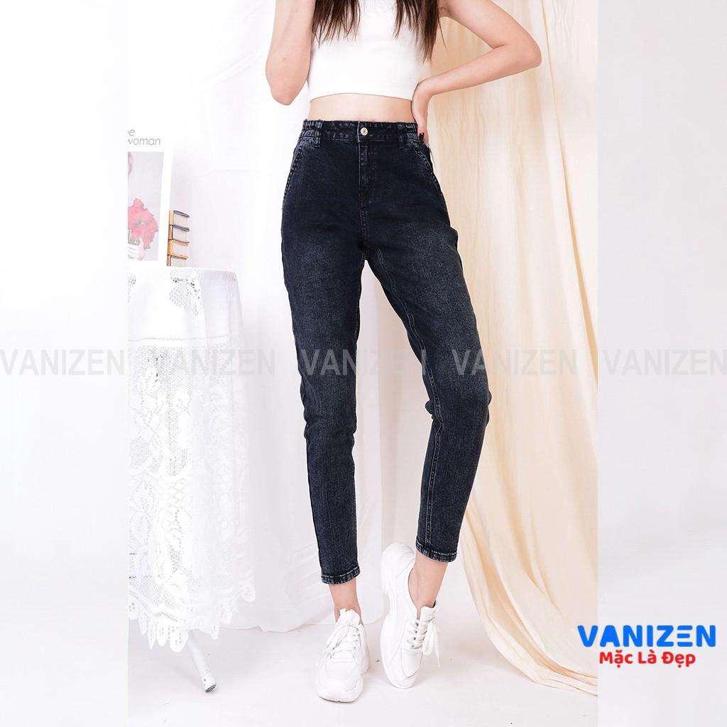 Quần jean nữ ống rộng baggy đẹp lưng cao cạp bán chun xám khói hàng cao cấp mã 427 VANIZEN