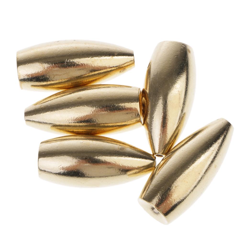 5Pcs Brass Weights Drop Shot Slider Sea Fishing Tackle Snag Sinkers 12g