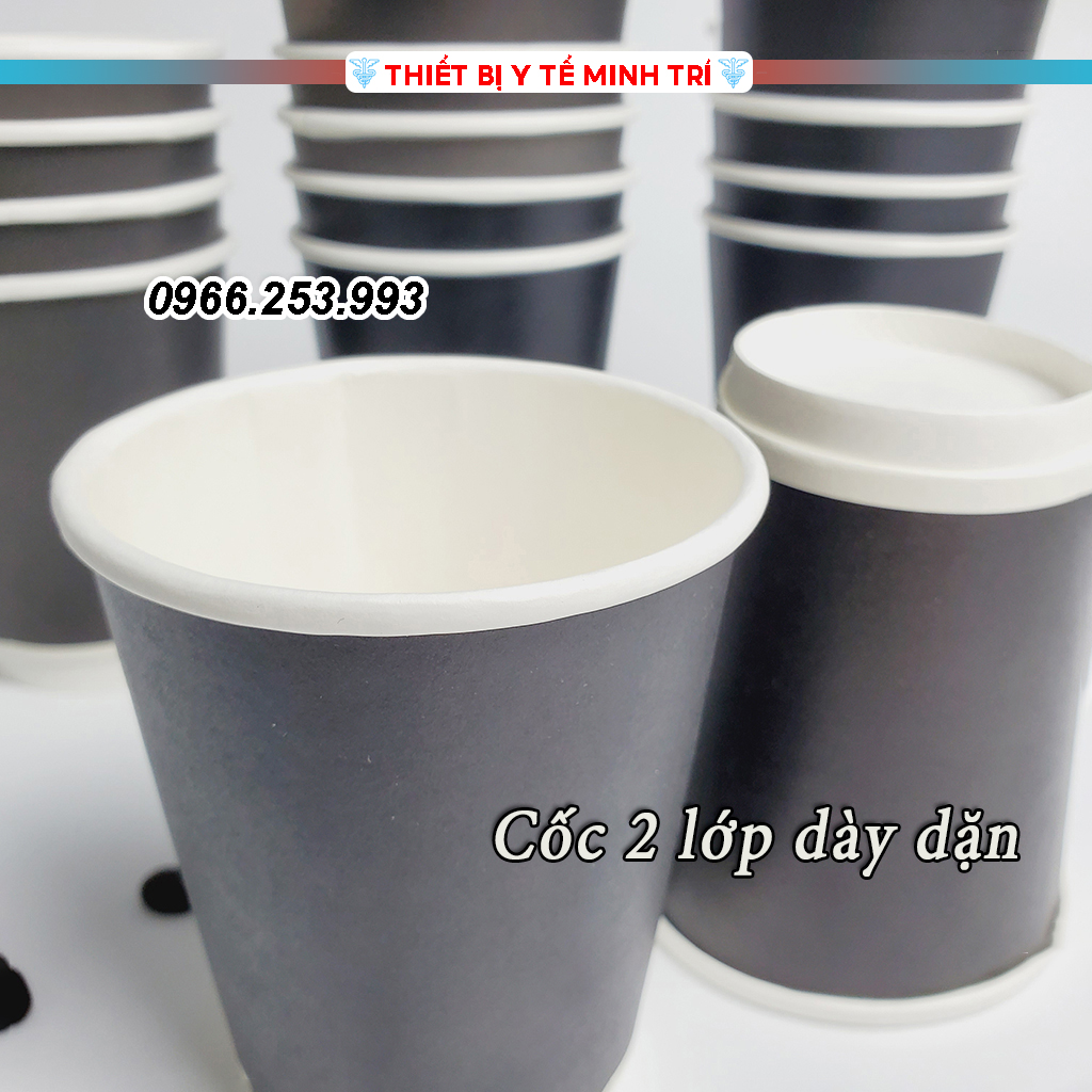 50 Ly giấy, cốc giấy dùng 1 lần 240ml - dày dặn 2 lớp - 8OZ