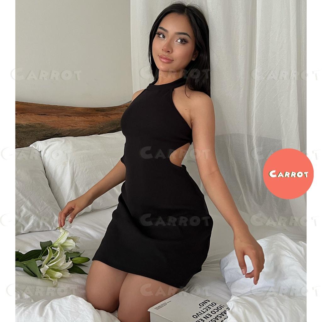 Đầm body sexy thiết kế có mút tôn dáng gợi cảm phối cổ yếm váy nữ ngắn carrotxinhdep đi tiệc đi dạo phố