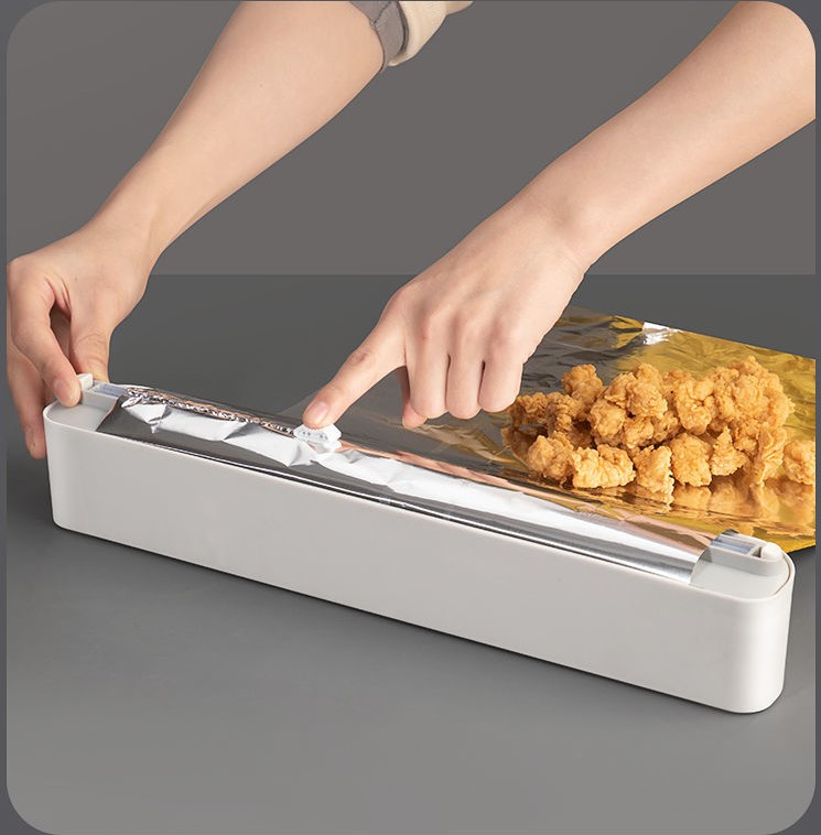 Hộp cắt màng bọc thực phẩm thông minh - Dụng cụ cắt màng nilong treo tường, dán tủ, để bàn tiện dụng