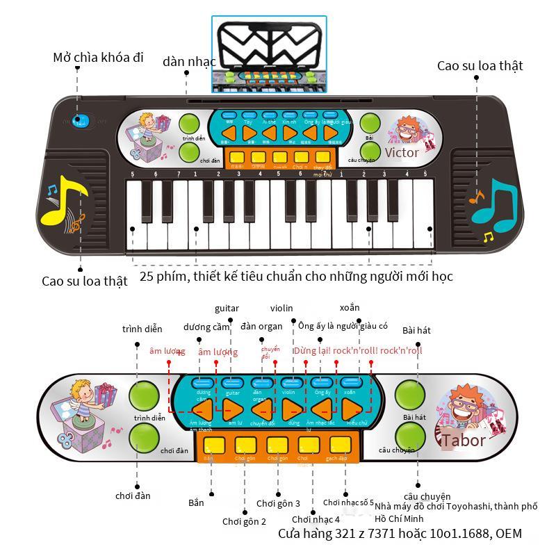 Đàn piano điện tử phong cách mới nhất dành cho trẻ em màu đen đa chức năng có micro đồ chơi trẻ em có thể chơi piano với nguồn điện