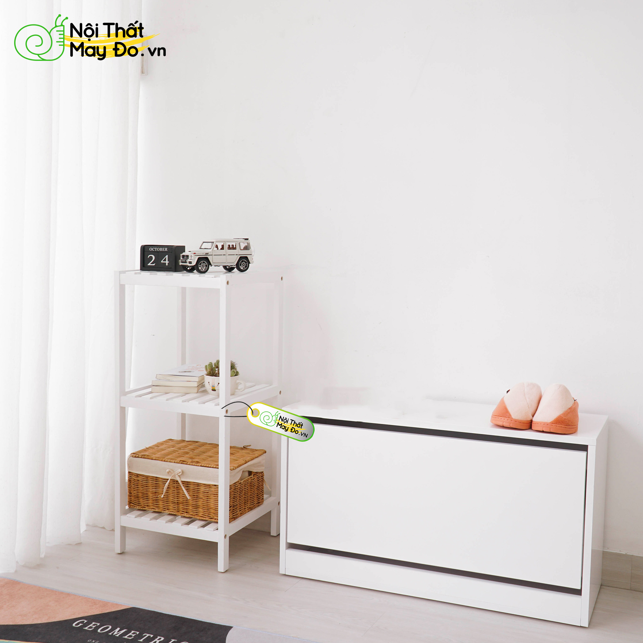 Kệ Gỗ Đa Năng- SHELF 3F - Thiết Kế 3 Tầng Hiện Đại - Chất Liệu Gỗ Thông Bền Chắc - Dễ Di Chuyển - Có 2 Màu Sắc