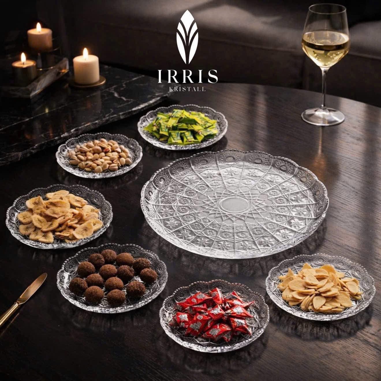 Set 7 đĩa họa tiết mài handmade Irris DE Hàng chính hãng