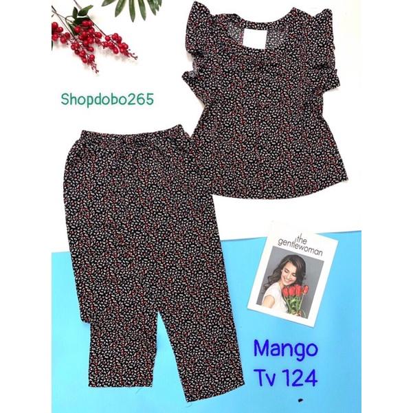 Đồ bộ nữ,đồ ngủ mặc nhà lửng 9 tấc vải lụa mango BL 55 họa tiết hoa nhí dễ thương size 47-60kg