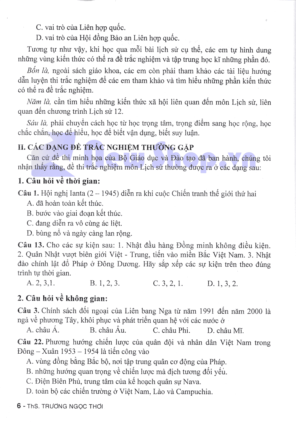 Phương Pháp Trắc Nghiệm Môn Lịch Sử