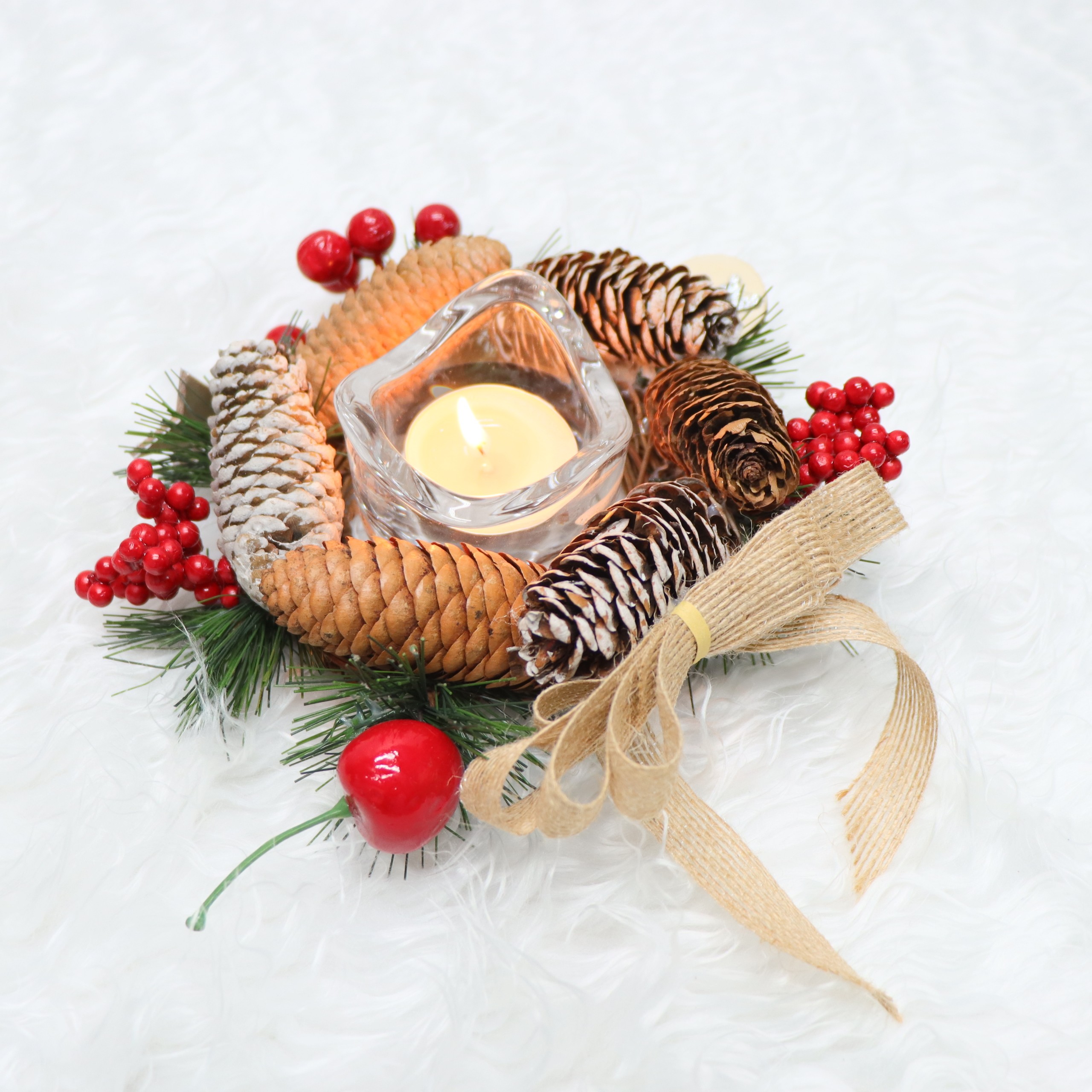 Nến Giáng Sinh Có Trang Trí Để Bàn NEN03 Trang Trí Noel – Mẫu LƯỢN SÓNG