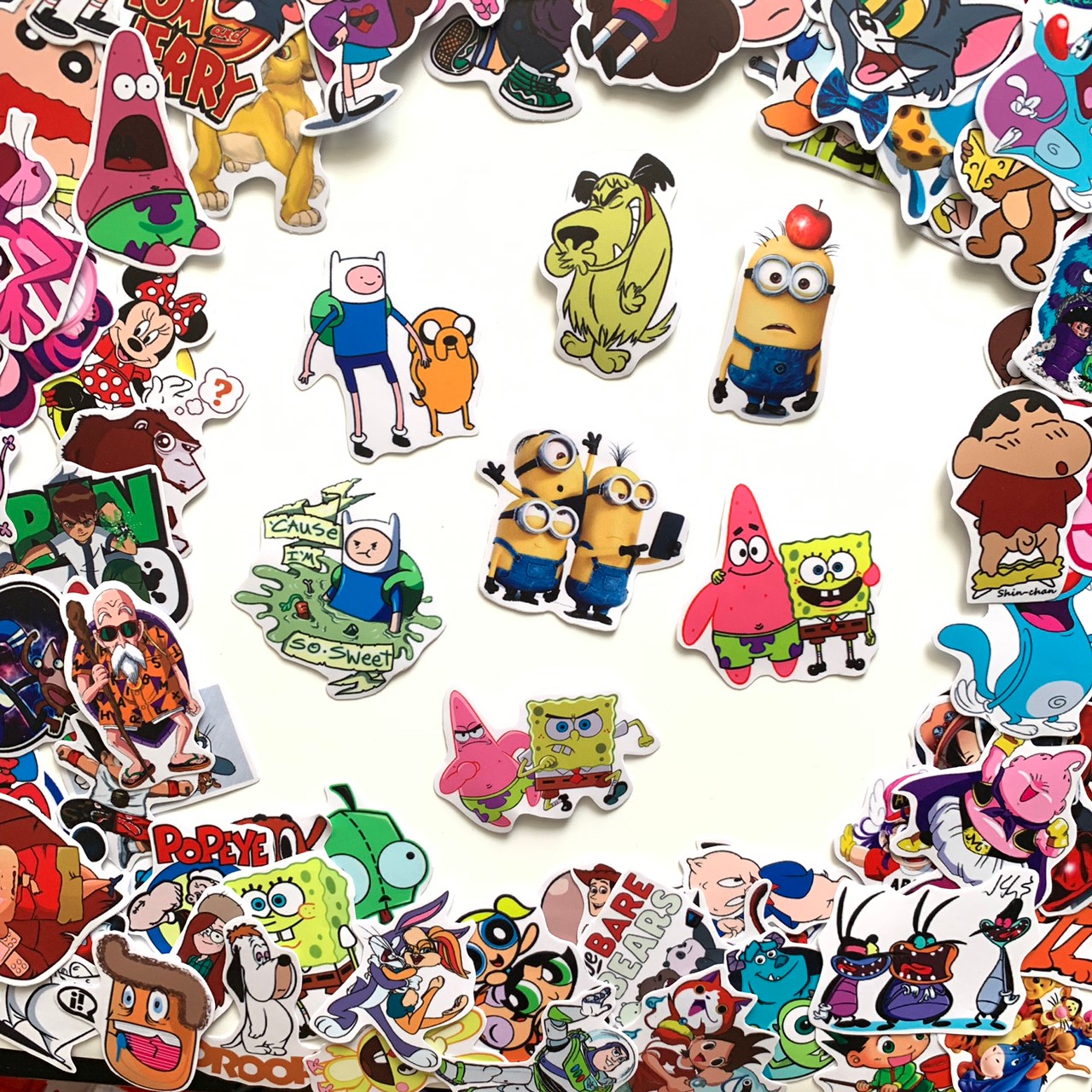 Bộ sticker chủ đề Cartoon hoạt hình 2019, decal hình dán chống nước, trang trí nón bảo hiểm, điện thoại, lap top ...