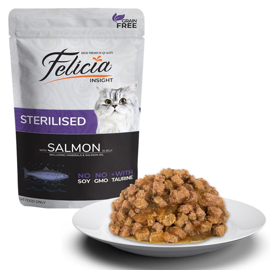 Pate Vị Cá Hồi Cho Mèo Triệt Sản Felicia Sterilized Salmon In Jelly 85g - Xuất Xứ Litva Châu Âu