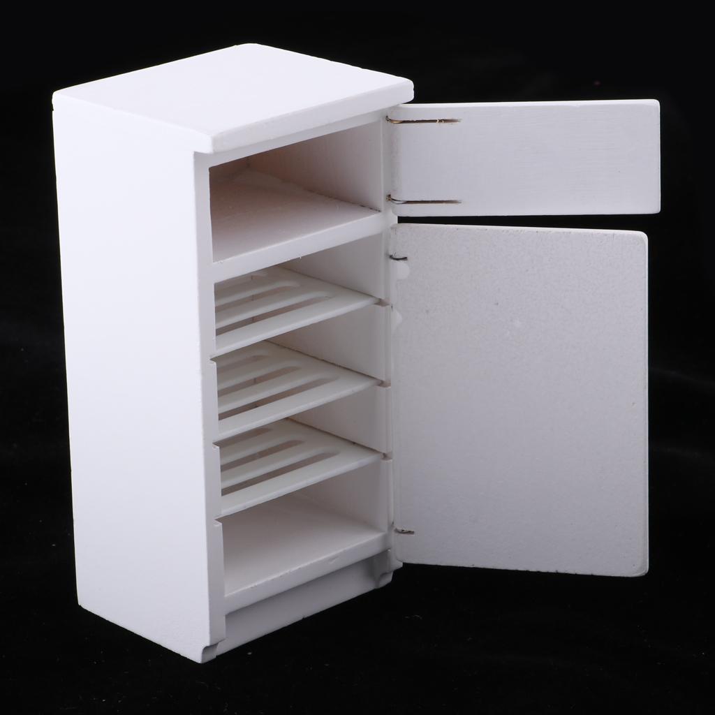 Phong Cách Châu Âu 1/12 Gỗ Tủ Lạnh Tủ Lạnh Nhà Búp Bê Đồ Phụ Kiện