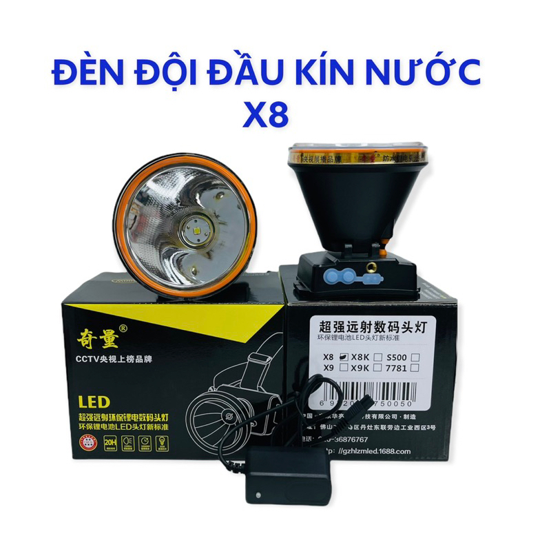 ĐÈN ĐỘI ĐẦU X8 CÔNG SUẤT LỚN 800W, CHÓA 10.5CM, 3 CHẾ ĐỘ SÁNG, TẦM CHIẾU XA 1500M