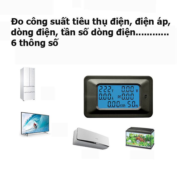 Bộ Công tơ điện tử,Thiết bị đo công suất 100A, đồng hồ điện tử hiển thị 6 thông số 100A