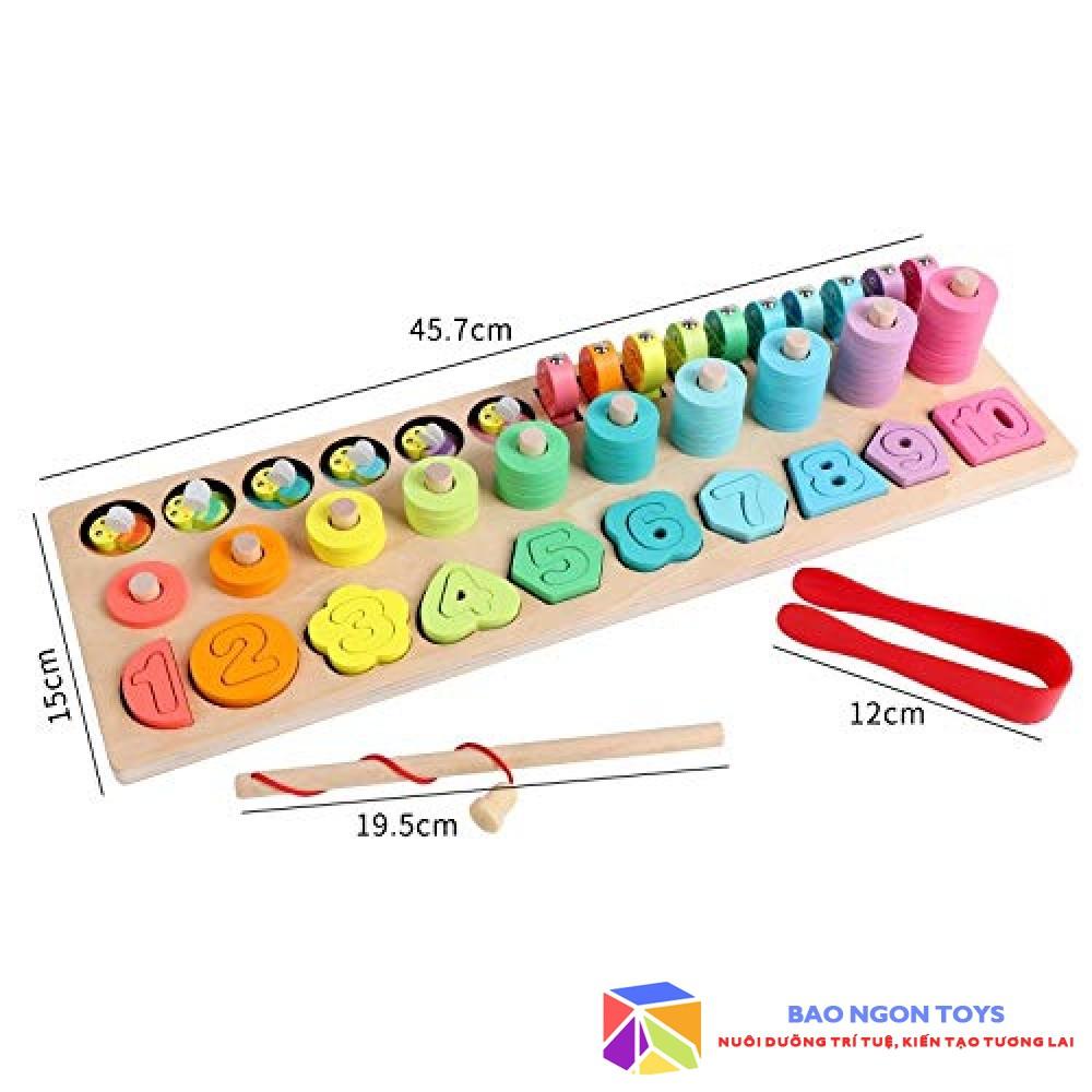 BẢNG GỖ 5 IN 1 RÈN LUYỆN ĐA KỸ NĂNG CHO BÉ , ĐỒ CHƠI MONTESSORI GIÚP BÉ HỌC CHỮ CÁI, SỐ ĐẾM VÀ MÀU SẮC