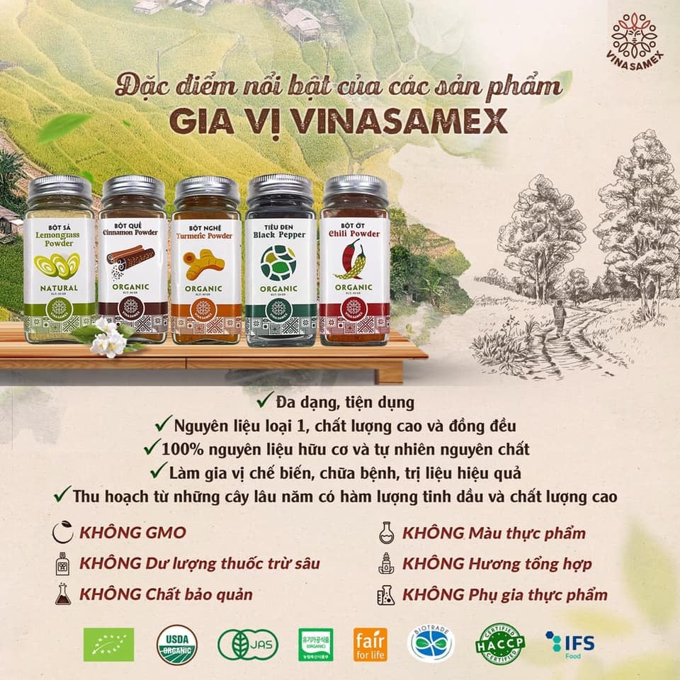 Bột quế hữu cơ Vinasamex