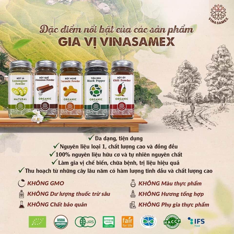 TInh dầu quế nguyên chất hữu cơ Vinasamex - Tinh dầu Organic cao cấp xuất khẩu
