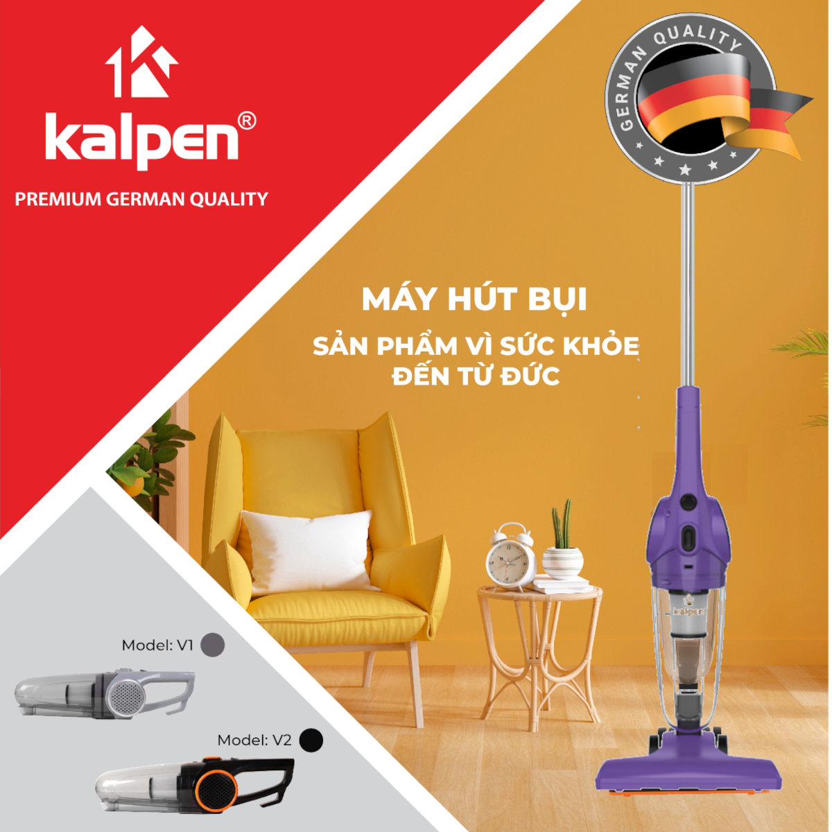 Máy hút bụi cầm tay đa năng cao cấp Kalpen V1/ V2 công suất 1000W, chuẩn Đức - Hàng chính hãng