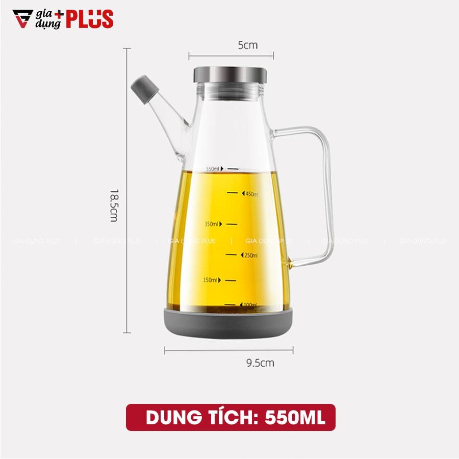 Bình dầu ăn, nước mắm lớn 750ml - thuỷ tinh borosilicate, có tay cầm &amp; đế cao su cao cấp chống vỡ - VIMORA