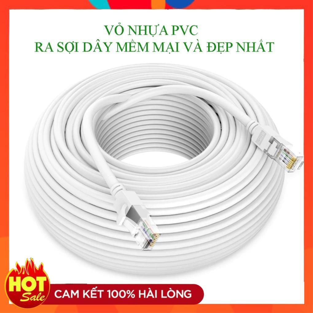 Dây mạng cat5e dài 20M 25M 30M 40M 50M 60M chuẩn đúc sẵn 2 đầu bấm-dây mạng lan internet tốt xịn cao cấp