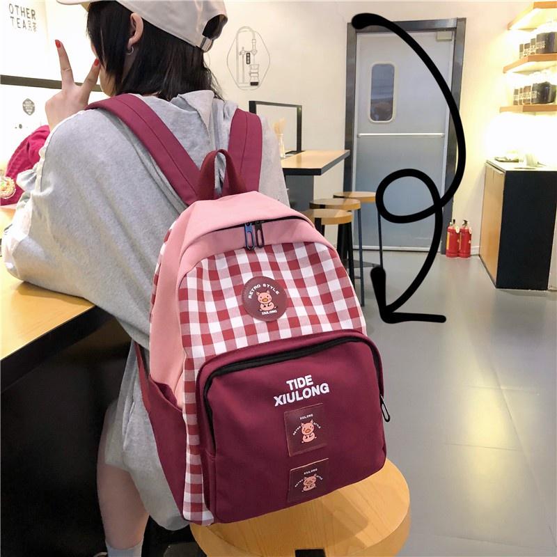 Balo đi học nữ Kẻ CARO cho học sinh cấp 2,3
