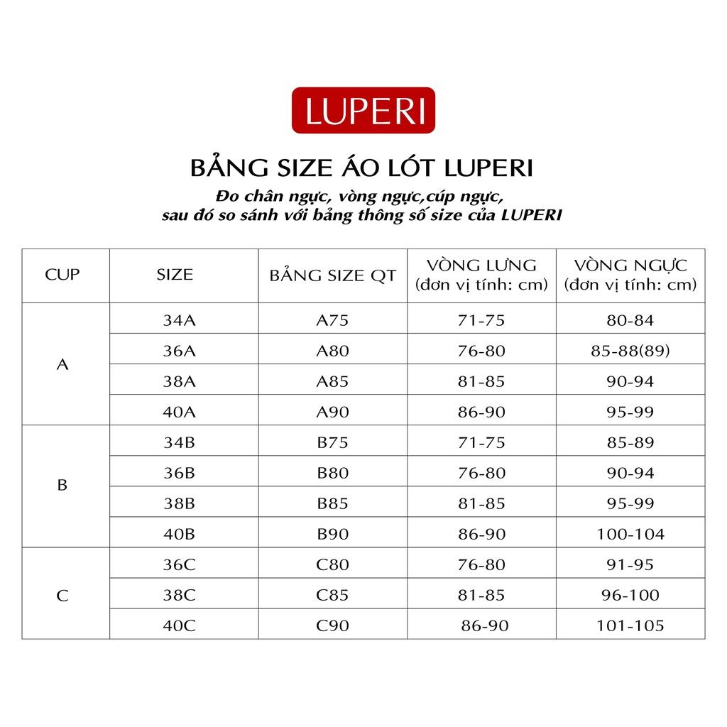 Áo Lót Nâng Ngực Nữ Không Gọng Đệm Dày LUPERI LUAL862 Phối Ren Nâng Đẩy Ngực Bản Lưng Không Đường May 3 Móc