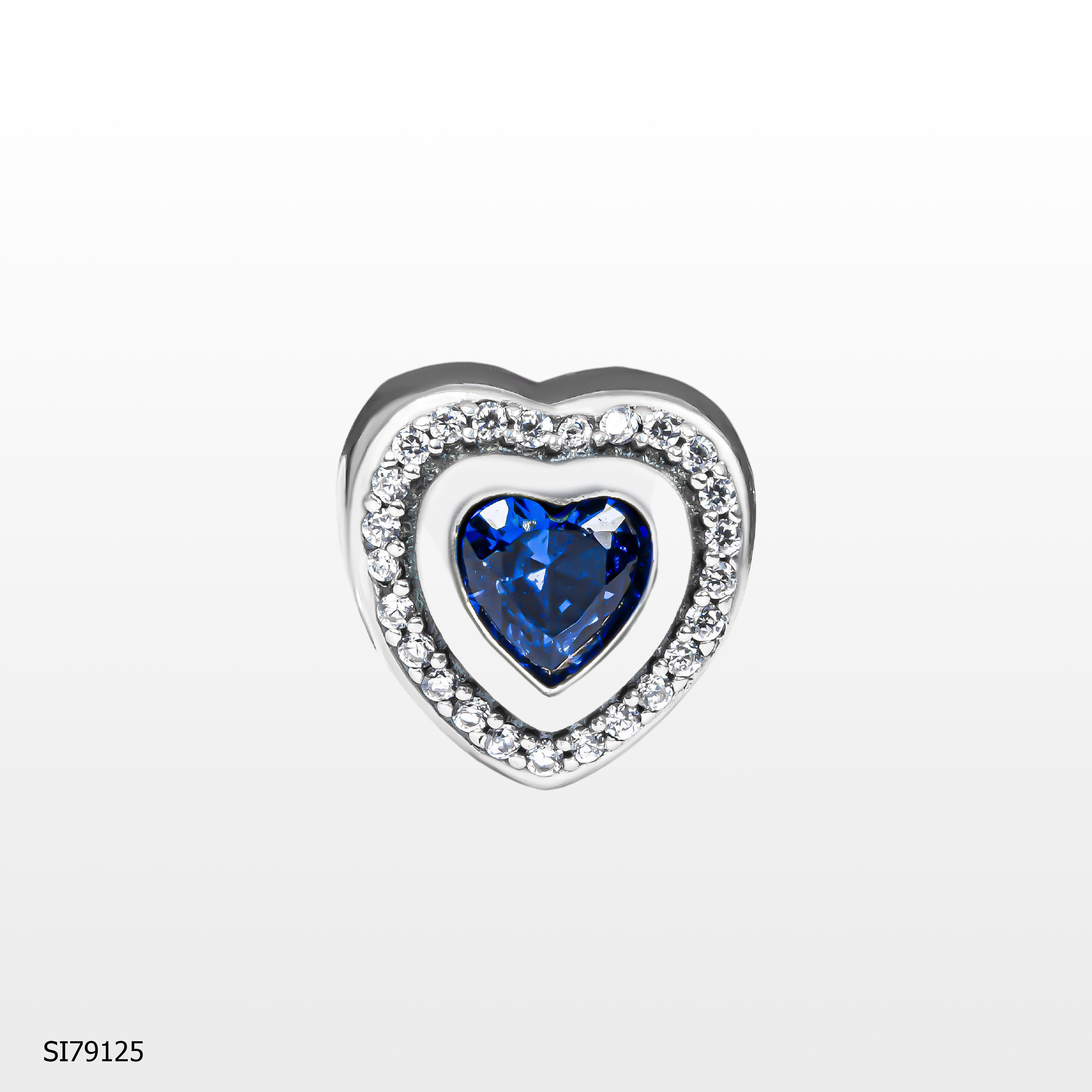 Vòng charm hình trái tim hạt đá đính xanh - SI79125