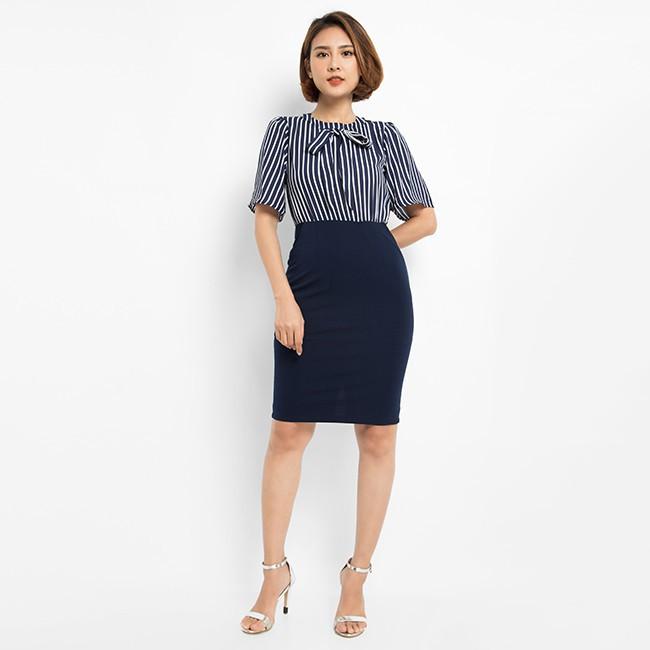 Đầm Váy Nữ Công Sở Body Phối Sọc - QA0038