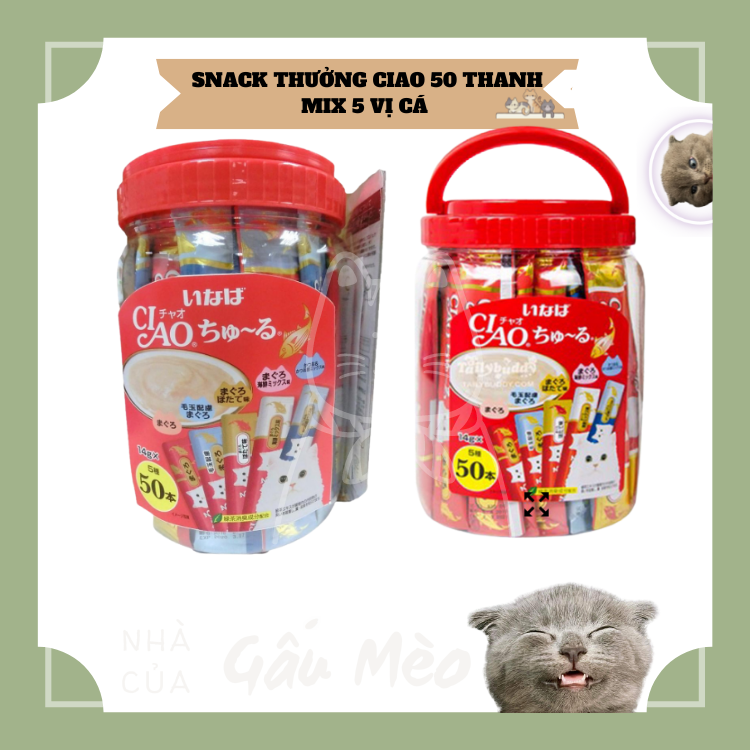 Súp thưởng/Snack thức ăn cho mèo Ciao 50 thanh - mix 5 vị cá
