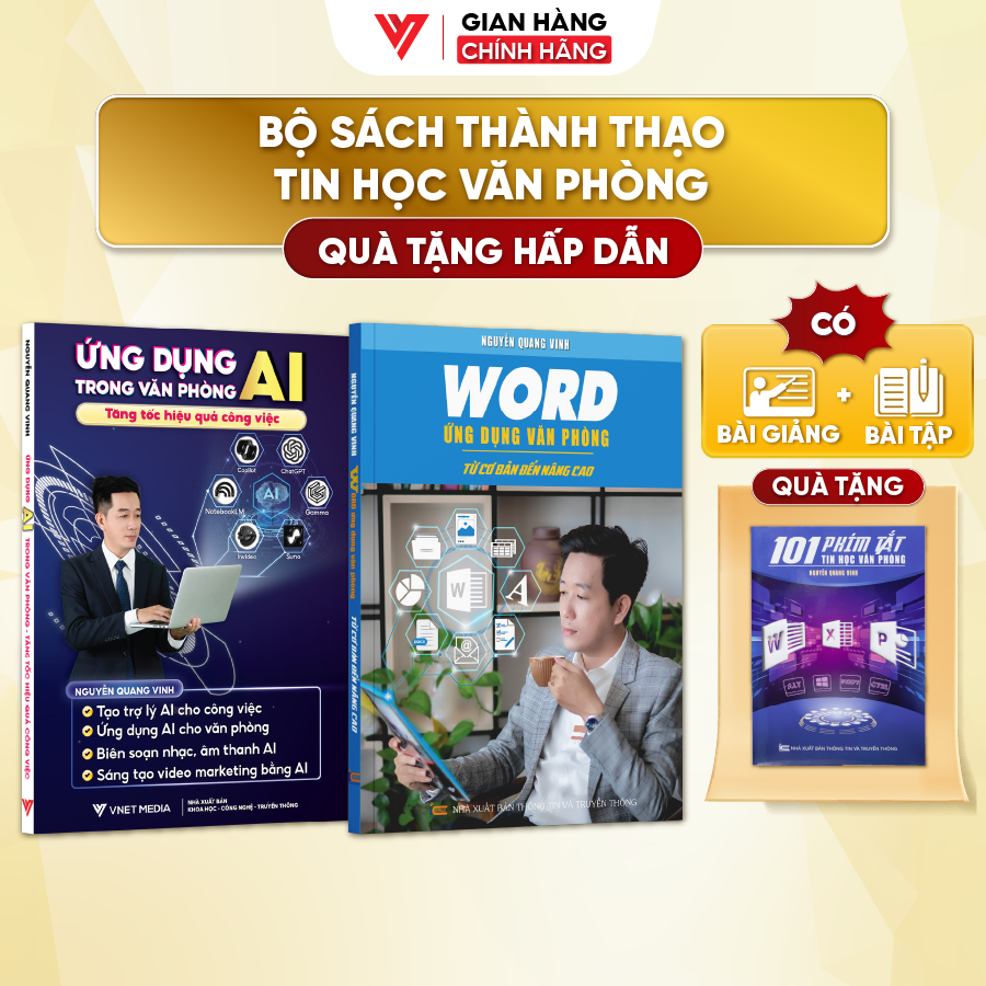 Combo 2 Sách Ứng Dụng AI Và Word - Ứng Dụng Văn Phòng Từ Cơ Bản Đến Nâng Cao  - N1