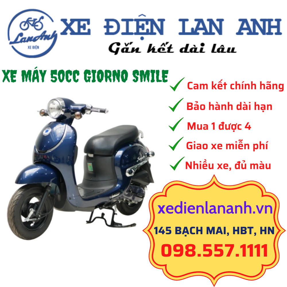 Xe Ga 50cc Giorno Smile Ally Đèn LED - Xanh Cửu Long