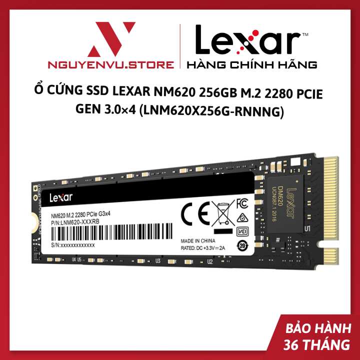 Ổ cứng SSD Lexar NM620 256GB M.2 2280 PCIe  Gen 3.0×4  - Hàng Chính Hãng
