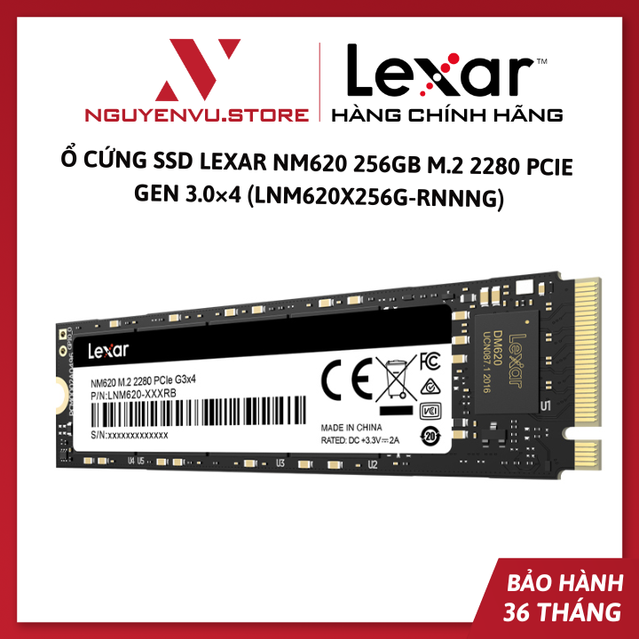 Ổ cứng SSD Lexar NM620 256GB M.2 2280 PCIe  Gen 3.0×4 (LNM620X256G-RNNNG) - Hàng Chính Hãng