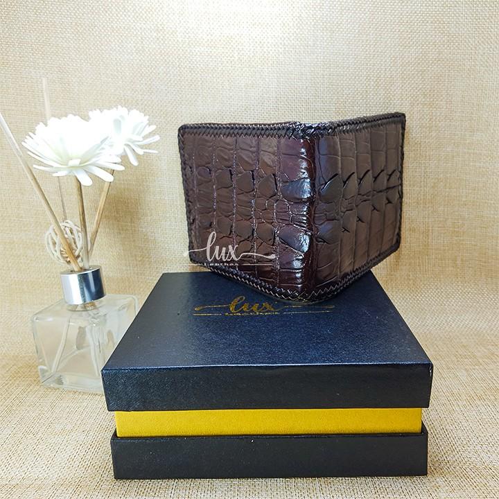 Ví Nam Da Cá Sấu LuxLeather LM2111 Đan Viền thủ công - Hai mặt - Kiểu ngang - Da gai đuôi