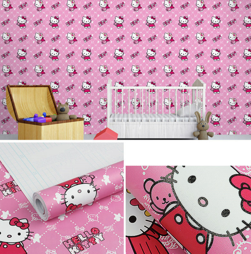 Giấy dán tường, decal dán tường Hello kitty. Cuộn 10m khổ 45cm