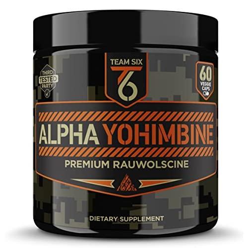 Team Six Supplements Alpha Yohimbine – Proven Yohimbe Bark Fat Burner, Weight Loss Pills That Work Fast - 3rd Party Tested for Purity and Potency, 60 veggie capsules