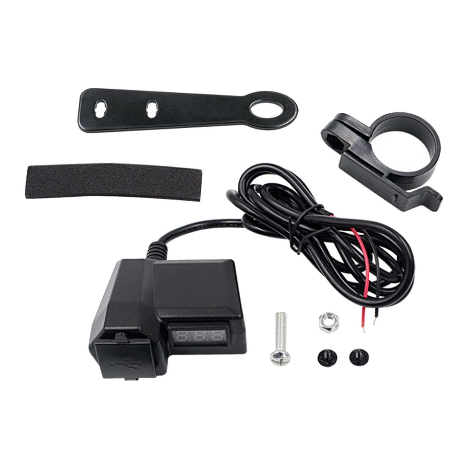 Motorcycle USB Charger Handlebar or Rear View Mirror Mounting Power Adapter