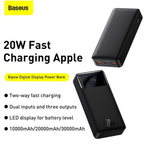 Pin sạc dự phòng Baseus Bipow Digital Display Power Bank 20000mAh ( 15W/20W, USB*2+Type C , LED Display, 2 Way Fast charge ) - Hàng chính hãng