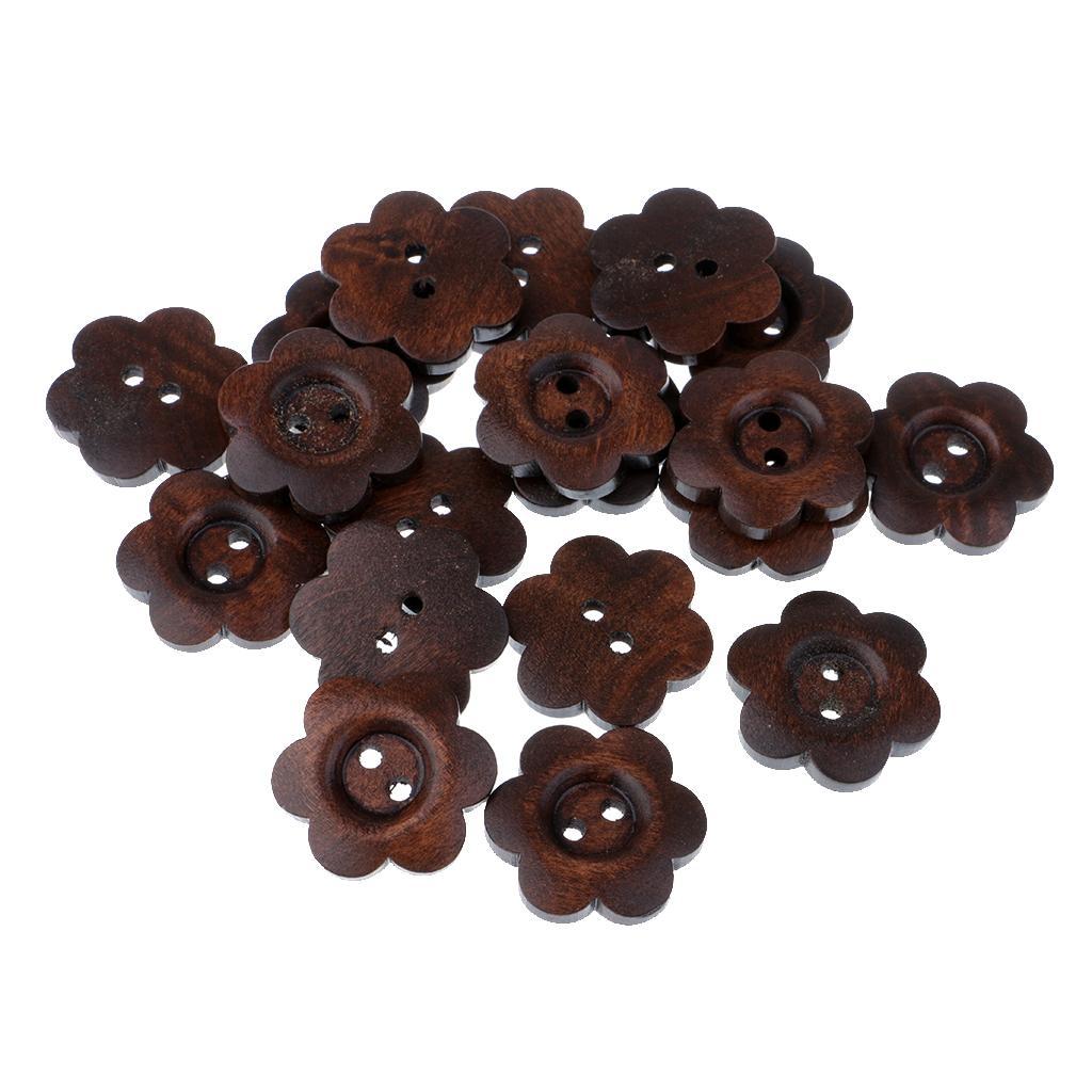4-10pack 20 Pieces Flower Shape 2 Holes Wooden Buttons for Sewing on Clothing