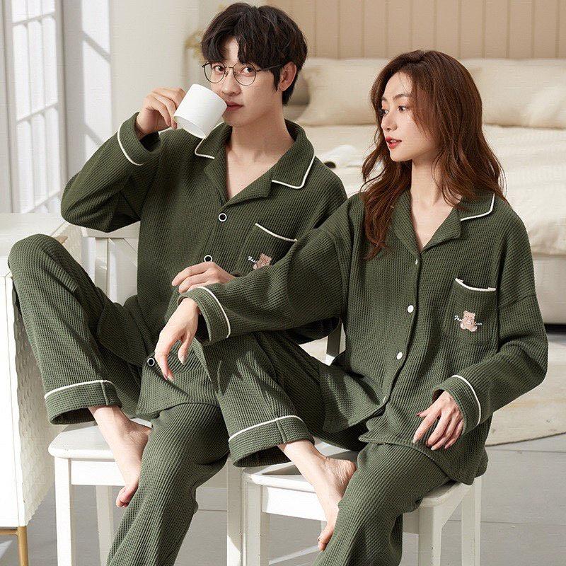 Bộ Ngủ Pijama Đôi Nam Nữ Chất Liệu Bông Cotton Mềm Mịn Co Giãn Hàng Cao Cấp QC