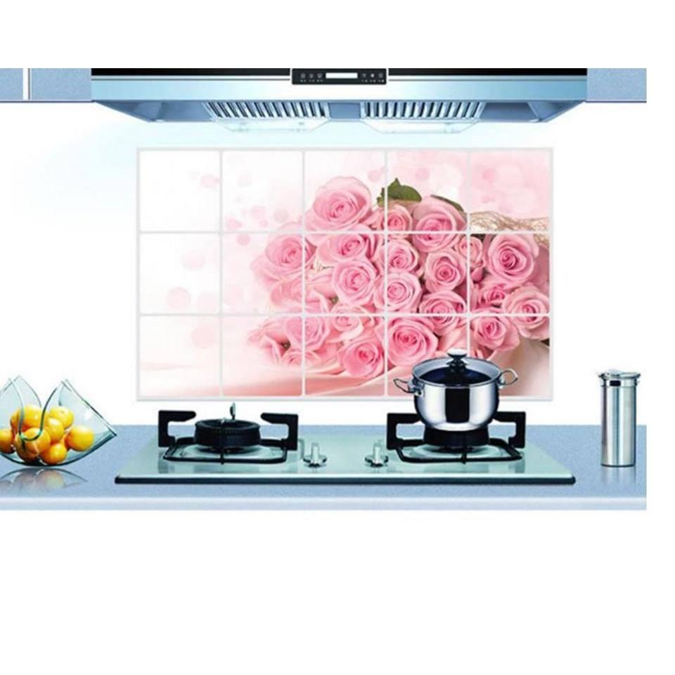 Decal dán bếp hoạ tiết hoa hồng