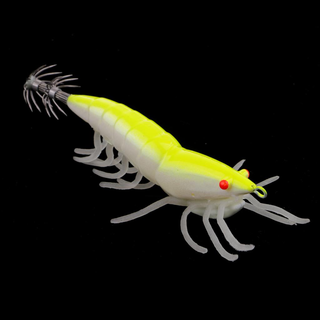 Simulation Shrimp Squid Jigs Squid Fishing Hook with Luminous Legs & 3D Eyes