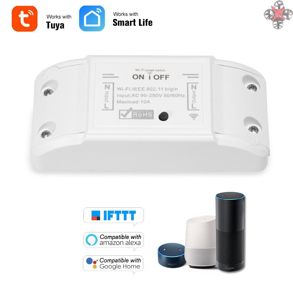 CTOY Tuya WiFi Smart Switch 10A/2200W Wireless Remote Switch Timer APP Control Universal Smart Home Automation Module Voice Control Compatible with Amazon Alexa & for Google Home for Electric Appliances