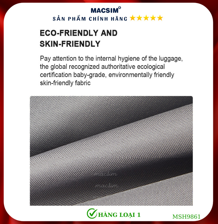 Vali cao cấp Macsim Hanke MSH9861 size 20 inch màu ghi - Hàng loại 1