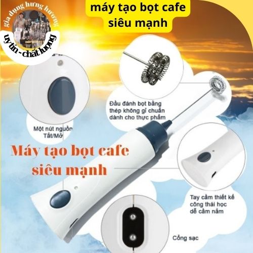 Máy Đánh Trứng, Tạo Bọt Sữa,Cafe, Cầm Tay Sạc Điện Tiện Ích