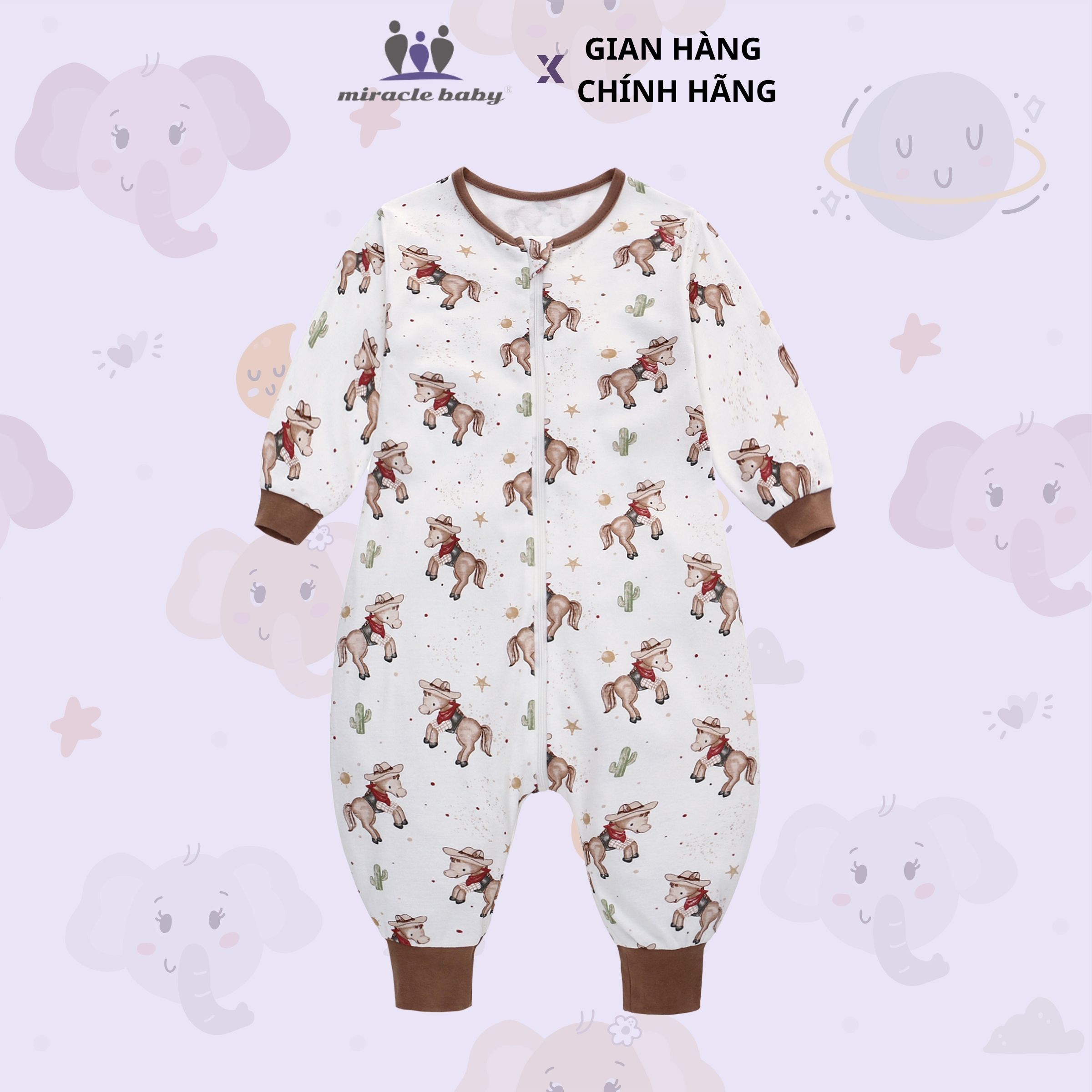 Túi ngủ quần chất liệu Cotton bản cải tiến mới co giãn tốt, thoải mái, hạn chế giật mình cho bé khi ngủ_Miracle Baby